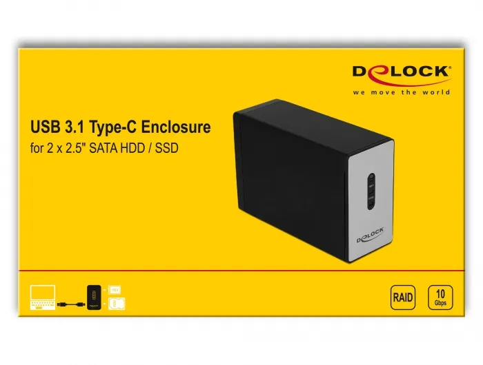 External USB 3.1 Type-C Enclosure for 2 x 2.5? SATA HDD/SSD with RAID