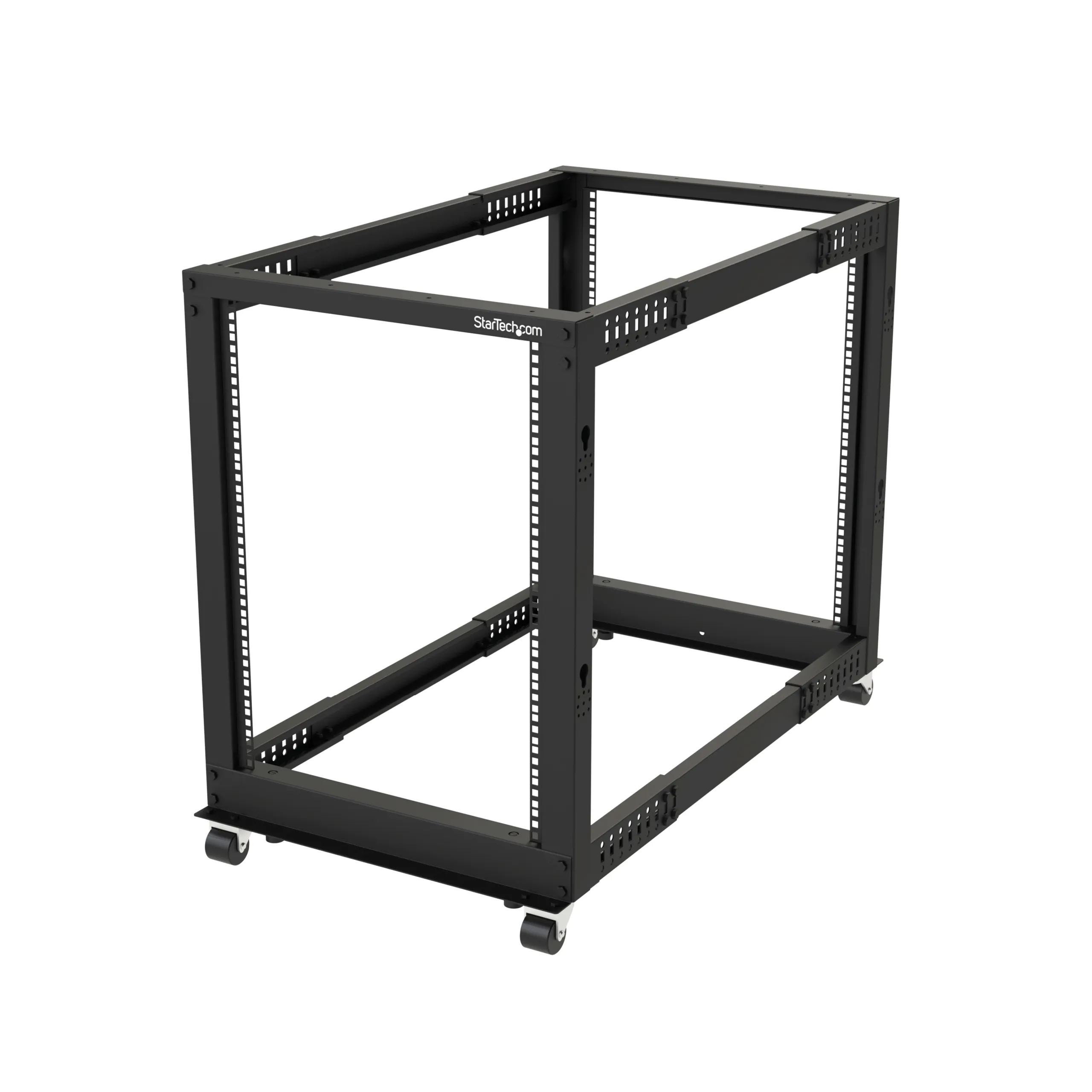 STARTECH.COM 15U Open Frame Rack - 4 Post - 22-40in. Adjustable Depth - 1200lb. Weight Capacity - w/ Casters and Cable Hooks