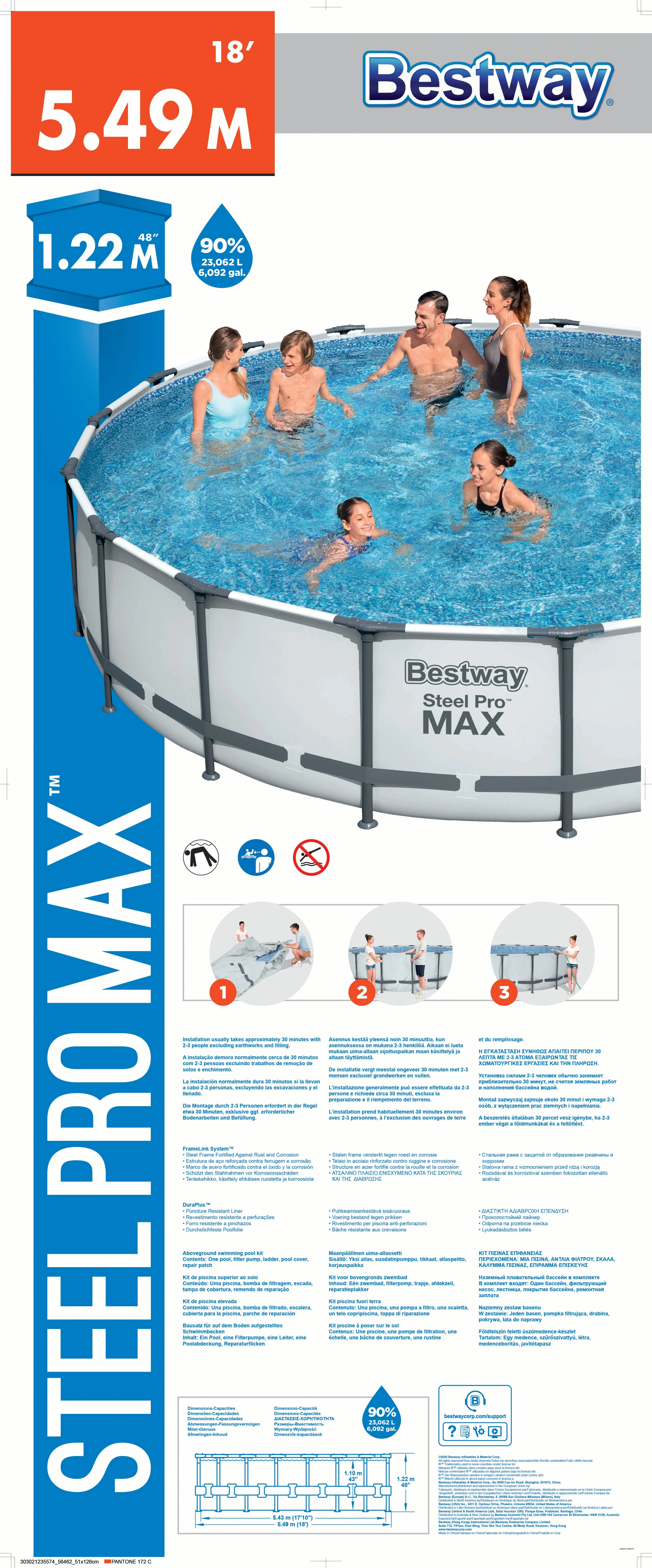 Bestway Steel Pro Pool MAX ClickConnect -allas, 5,49x1,22m