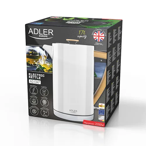 Adler AD 1347w -vedenkeitin, 1,7 l, 2200 W, valkoinen