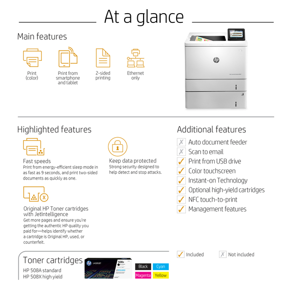 HP Color LaserJet Enterprise M553x Duplex, LAN, A4 - f&auml;rglaserskrivare