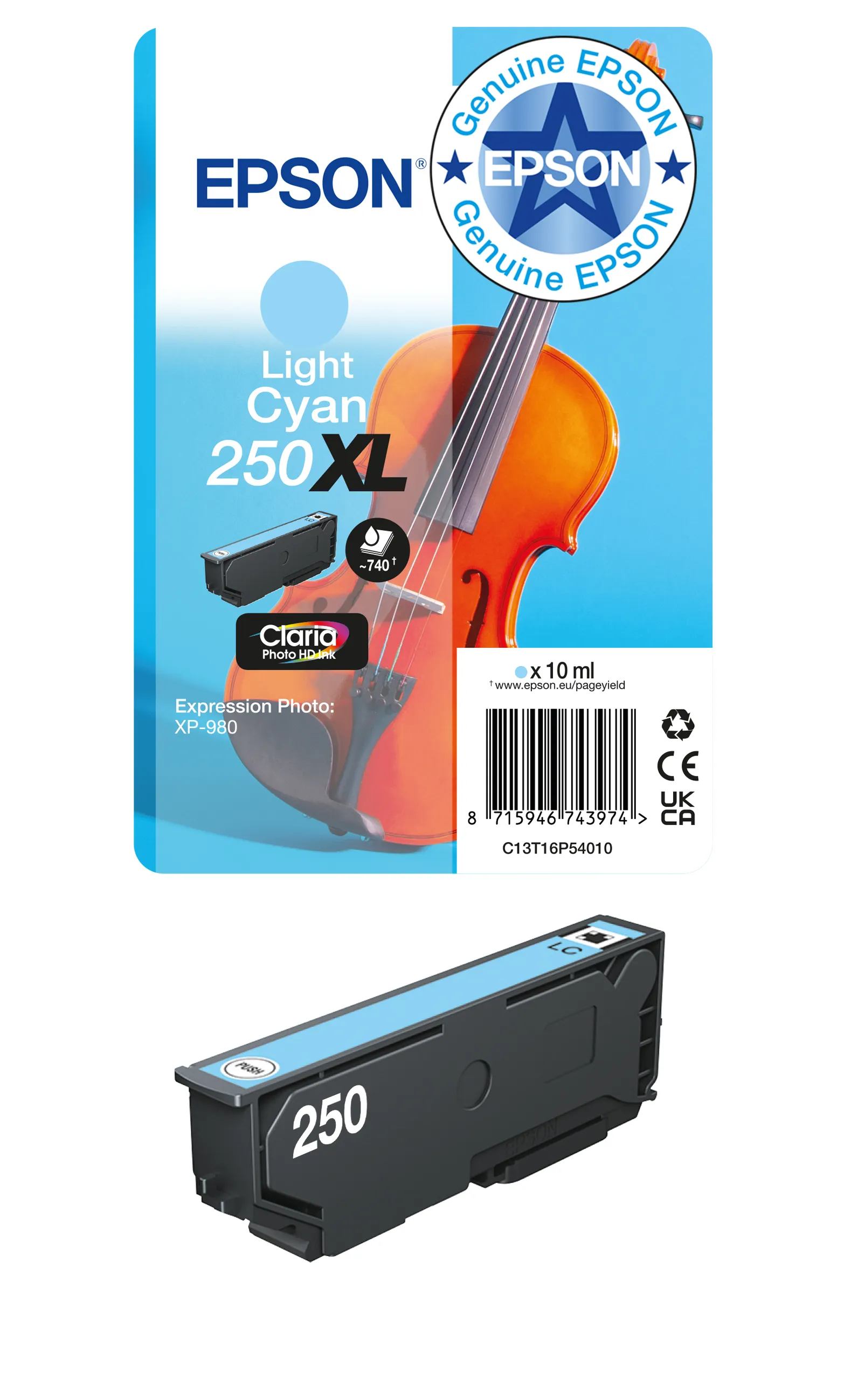 Epson 250XL Ink cartridge, 10 ml, Light Cyan