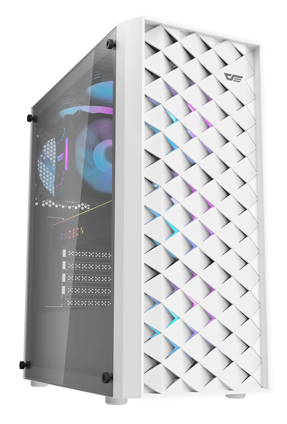 DARKFLASH DK351 Midi-Tower Case with window and RGB lighting, White