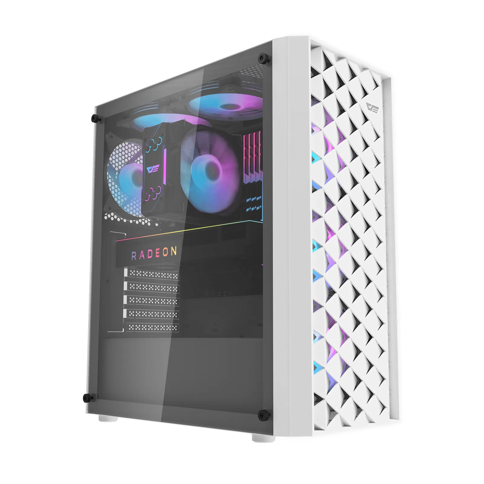 DARKFLASH DK351 Midi-Tower Case with window and RGB lighting, White