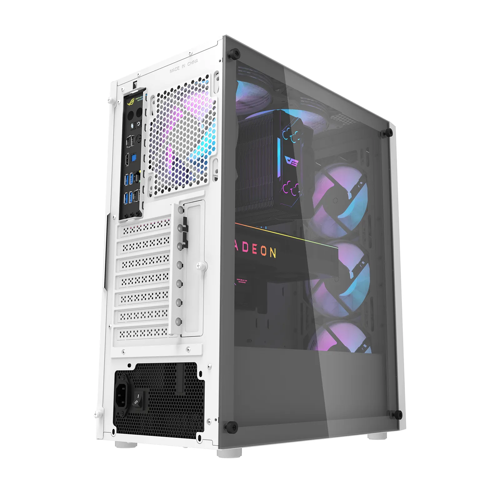 DARKFLASH DK351 Midi-Tower Case with window and RGB lighting, White
