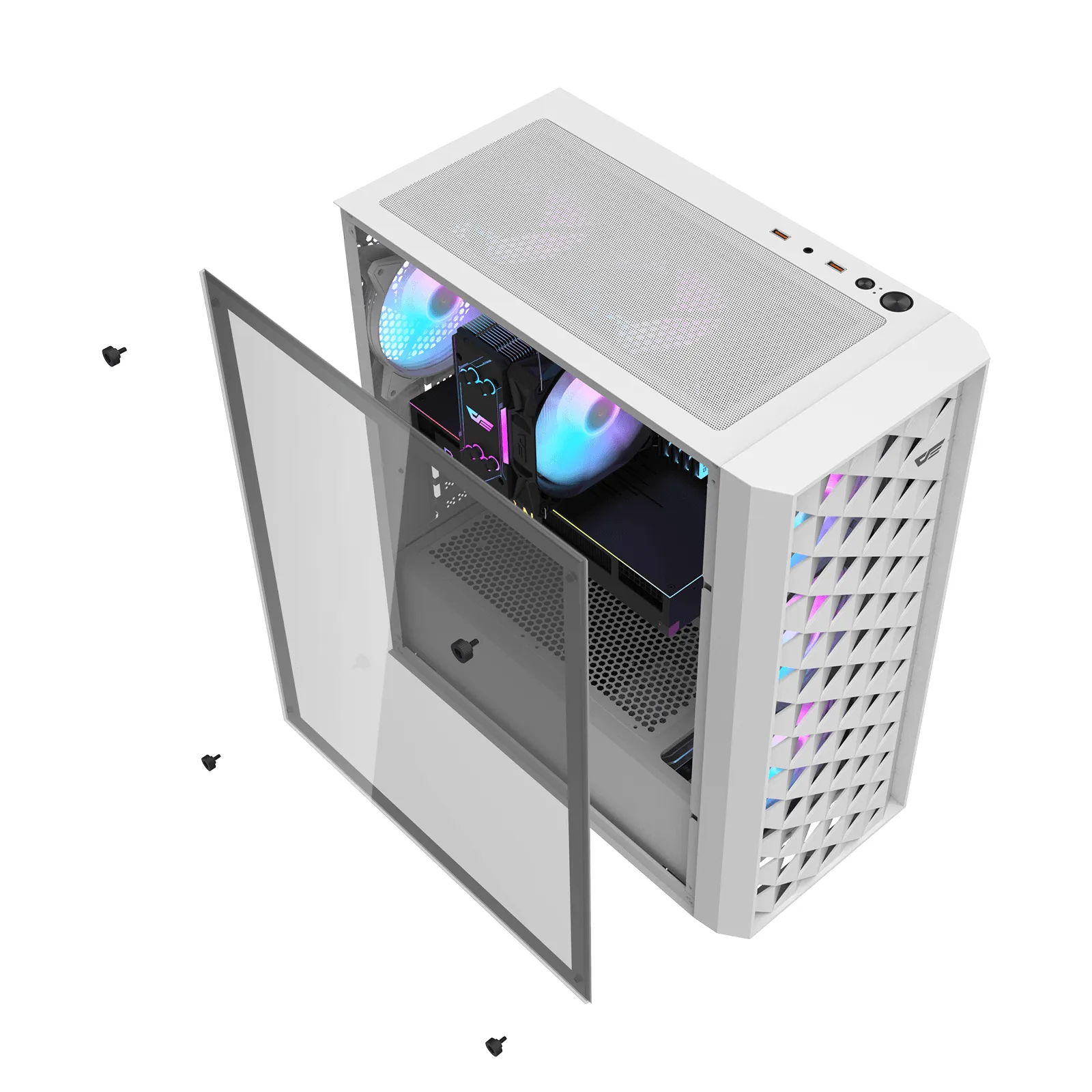 DARKFLASH DK351 Midi-Tower Case with window and RGB lighting, White