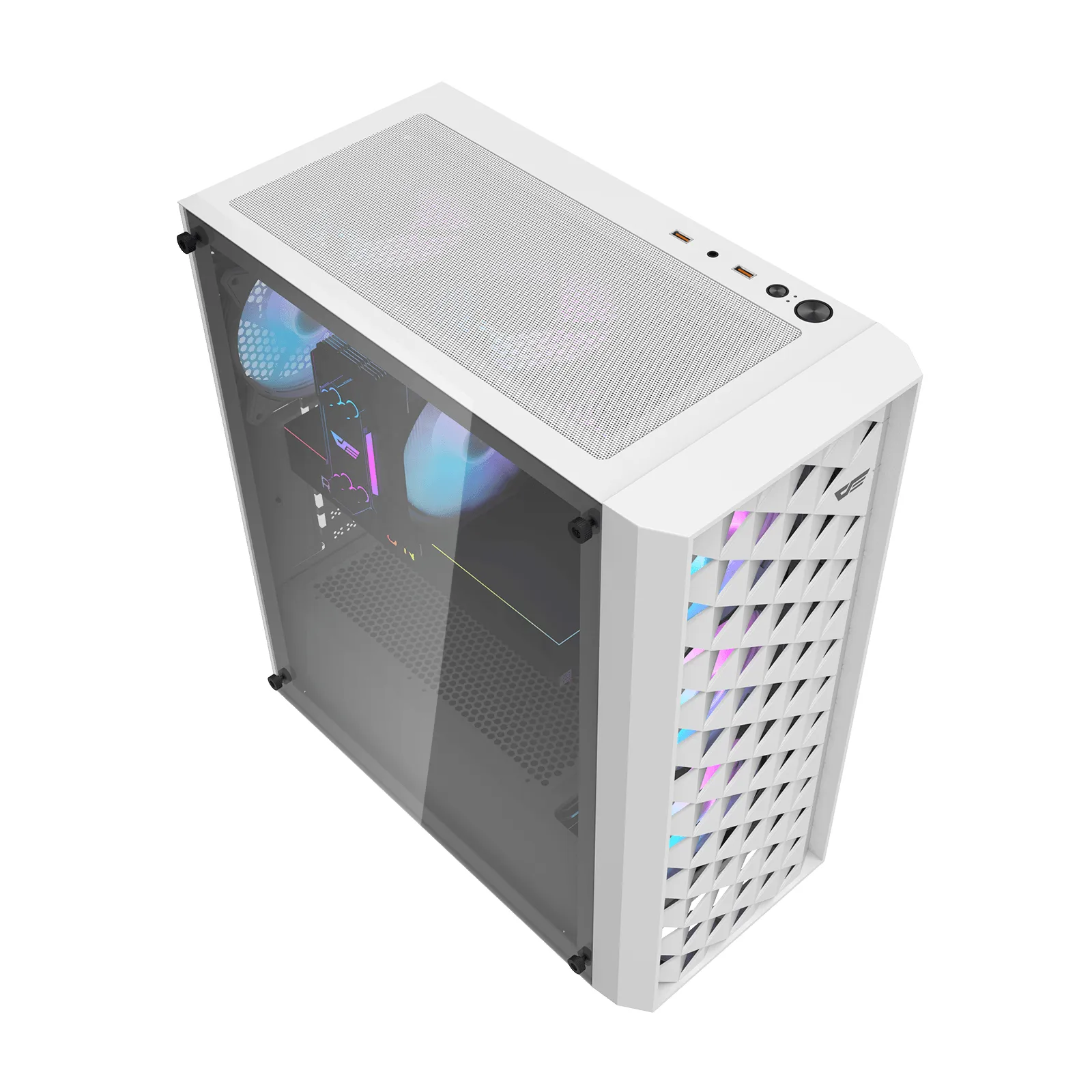 DARKFLASH DK351 Midi-Tower Case with window and RGB lighting, White