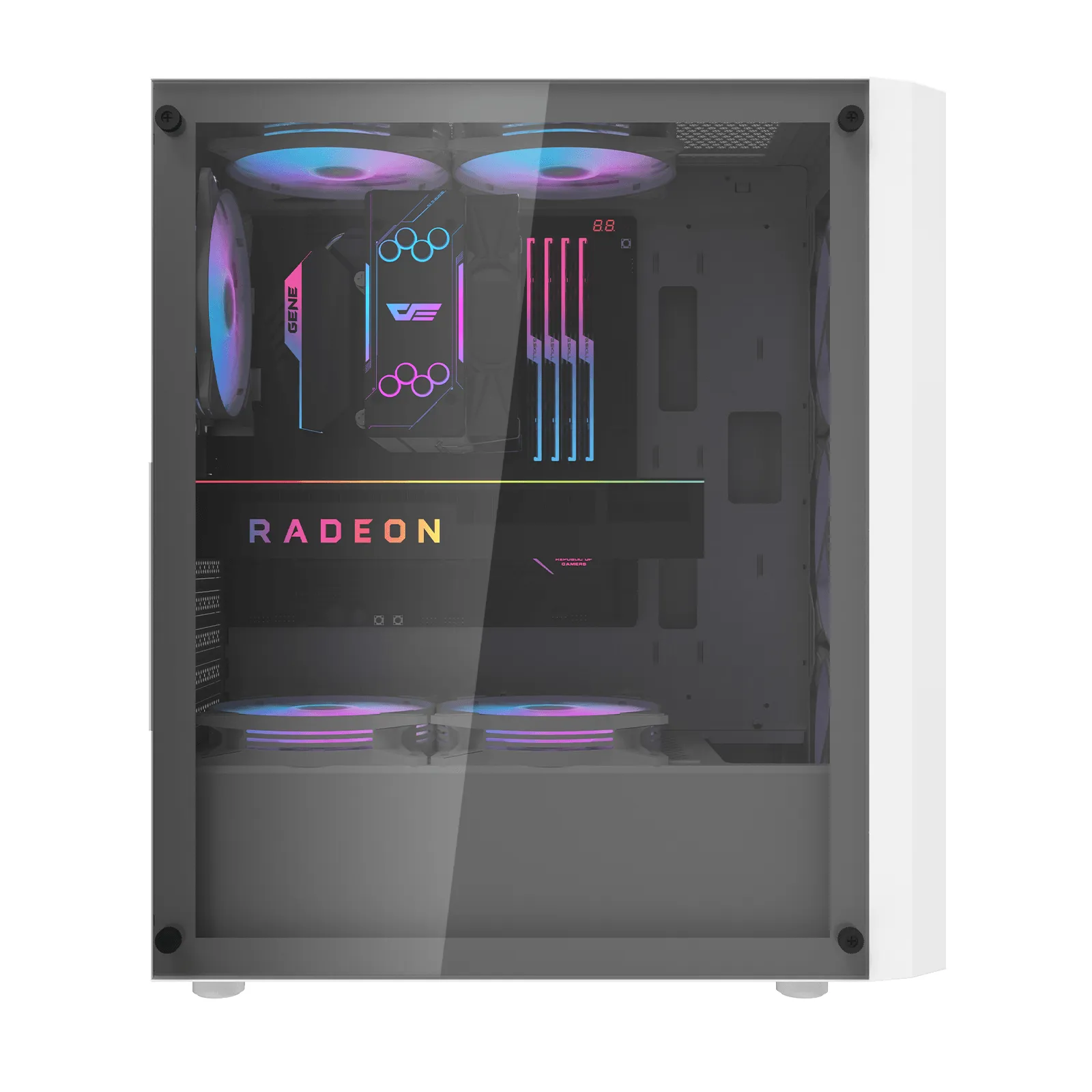 DARKFLASH DK351 Midi-Tower Case with window and RGB lighting, White