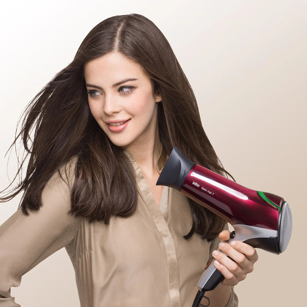Braun Satin Hair 7 Color HD770 -hiustenkuivaaja, punainen/hopea