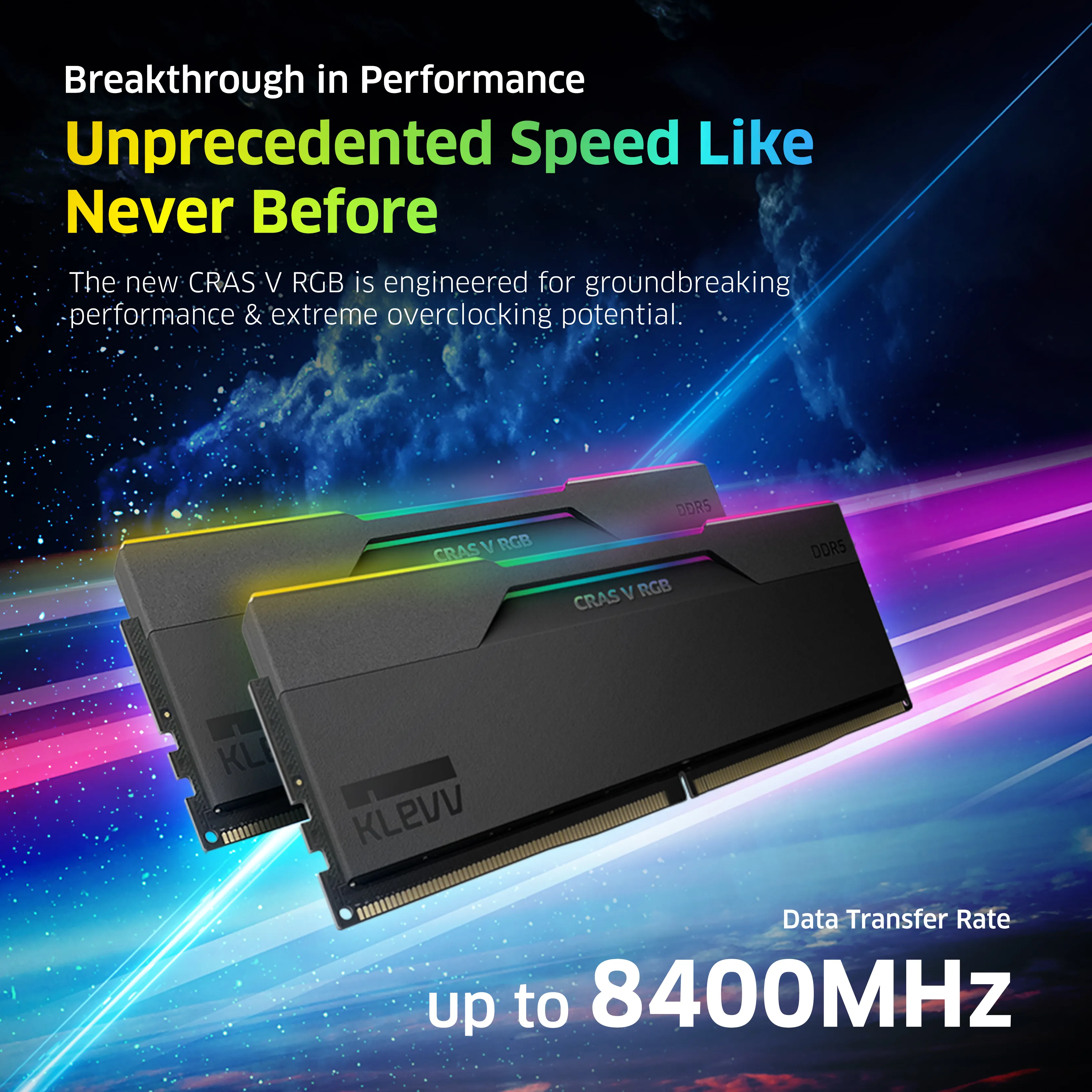 KLEVV CRAS V RGB 32 Gt (2 x 16 Gt) DDR5 6000 MHz, CL30 -muisti (EXPO, XMP)