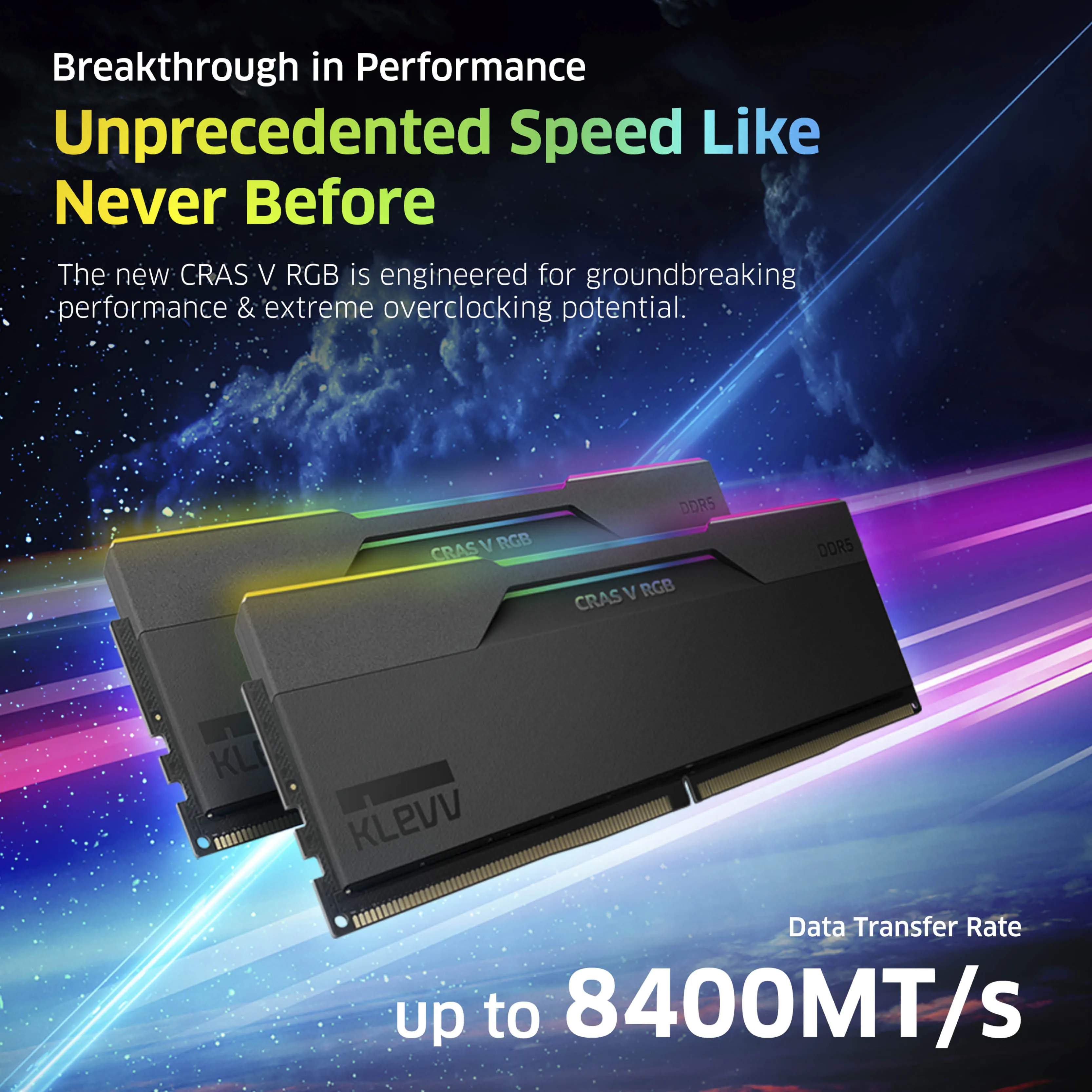 KLEVV CRAS V RGB 32 Gt (2 x 16 Gt) DDR5 6000 MHz, CL30 -muisti (EXPO, XMP)