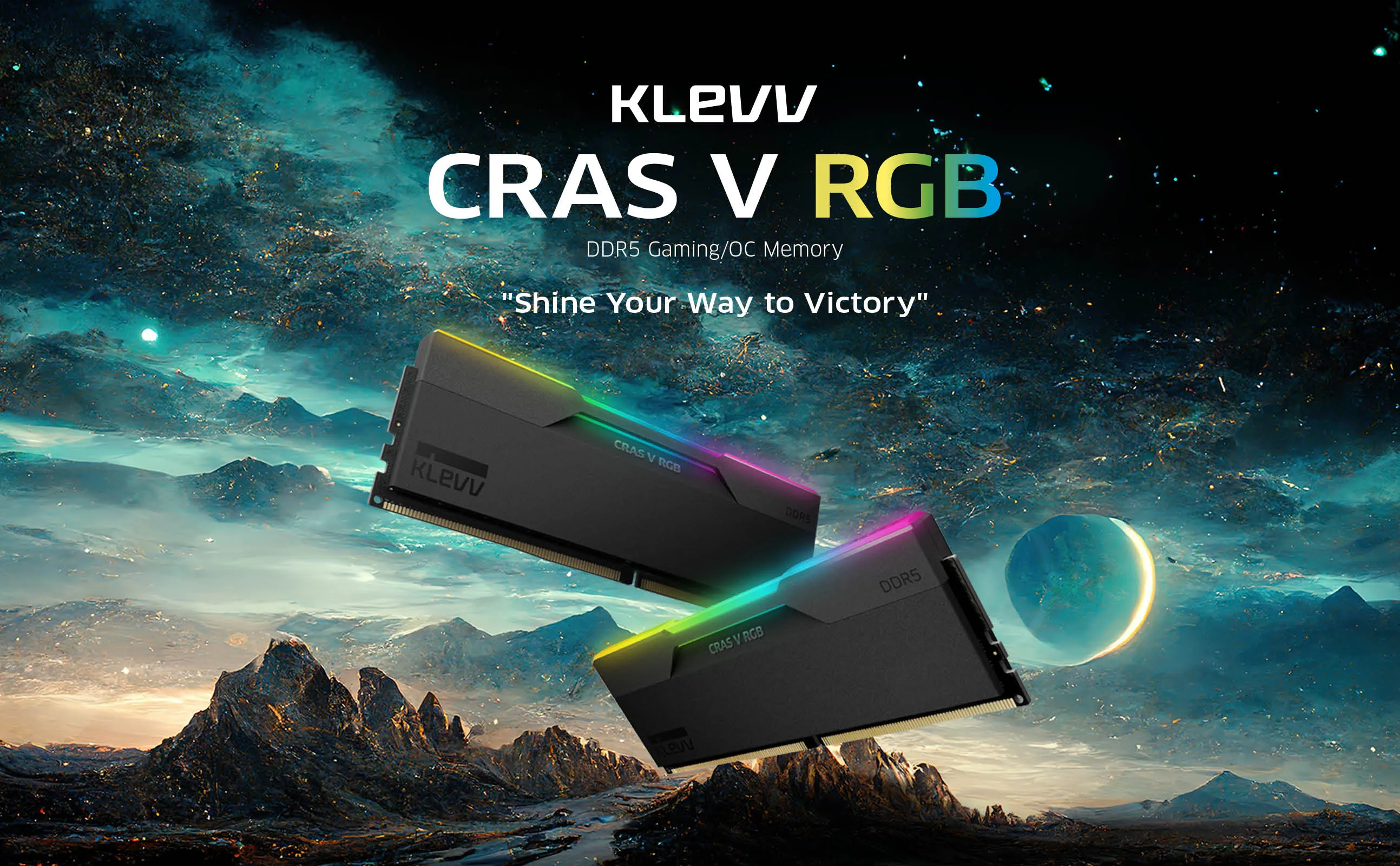 KLEVV CRAS V RGB 32 Gt (2 x 16 Gt) DDR5 6400 MHz, CL32 -muisti (EXPO & XMP)