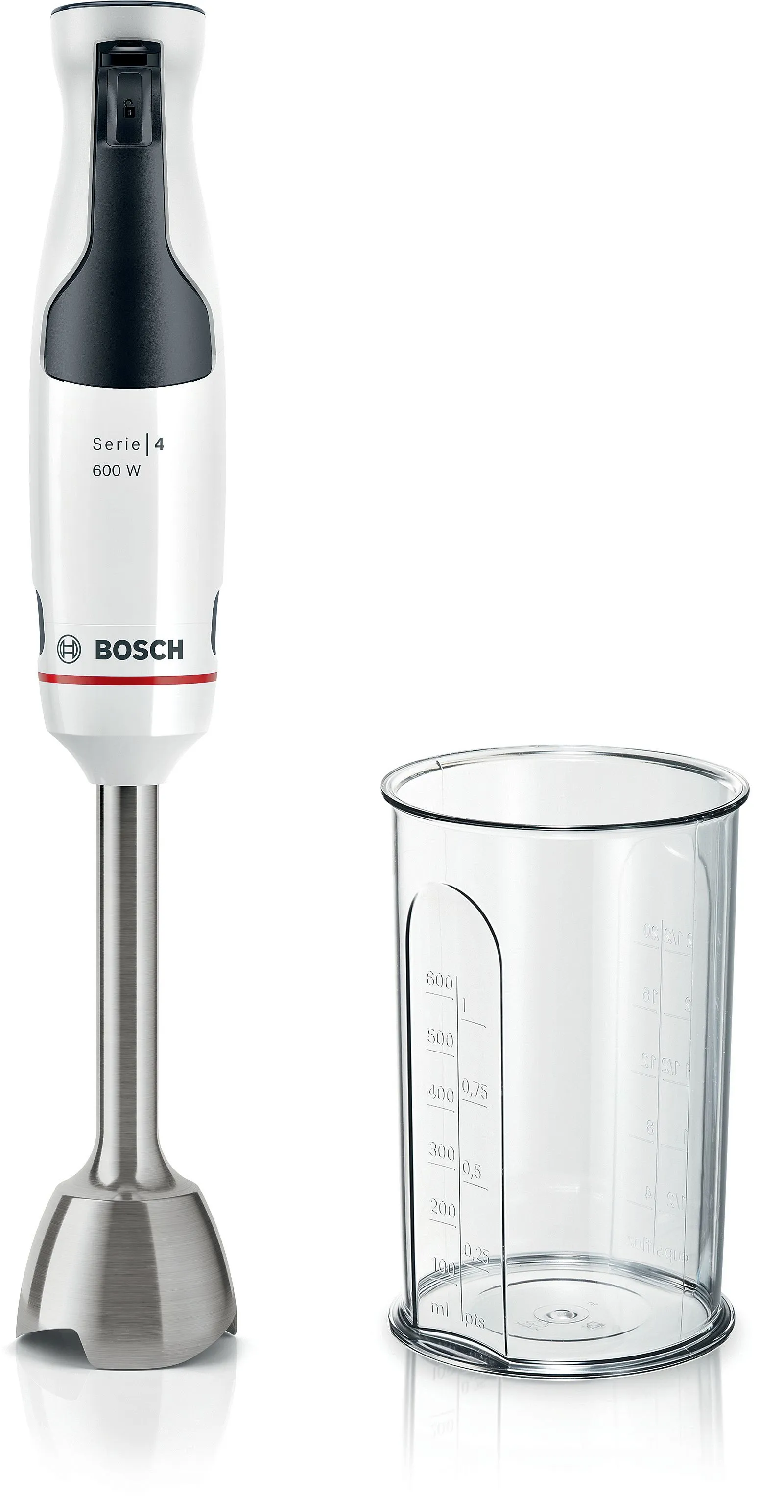Bosch ErgoMaster Series 4 MSM4W210 600 W 0,6 l stavmixer, svart, vit
