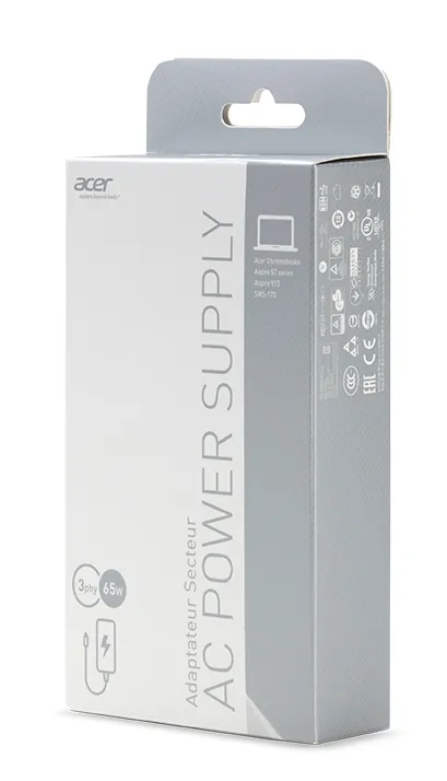Acer - Verkkosovitin - 65 watt - Eurooppa malleihin Aspire Switch 11 (SW5-171, SW5-171P), 12