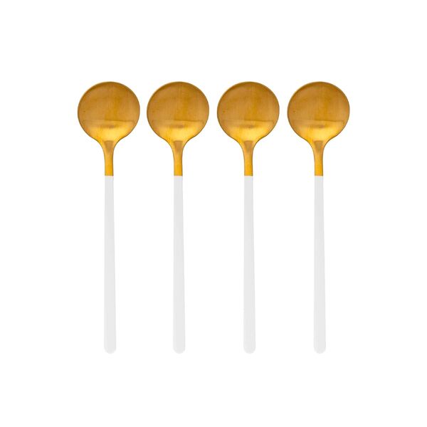 Bialetti Pure Gold -espressolusikkasetti, 4 kappaletta, ruostumaton ter&auml;s, kulta