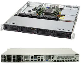 Supermicro SuperServer 5019P-MR - Palvelin - telineasennettava - 1U - 1-tie - RAM 0 GB - SATA - pikavaihto 3.5" - ei kiintolevyä - AST2500 - GigE - ei KJ - moni