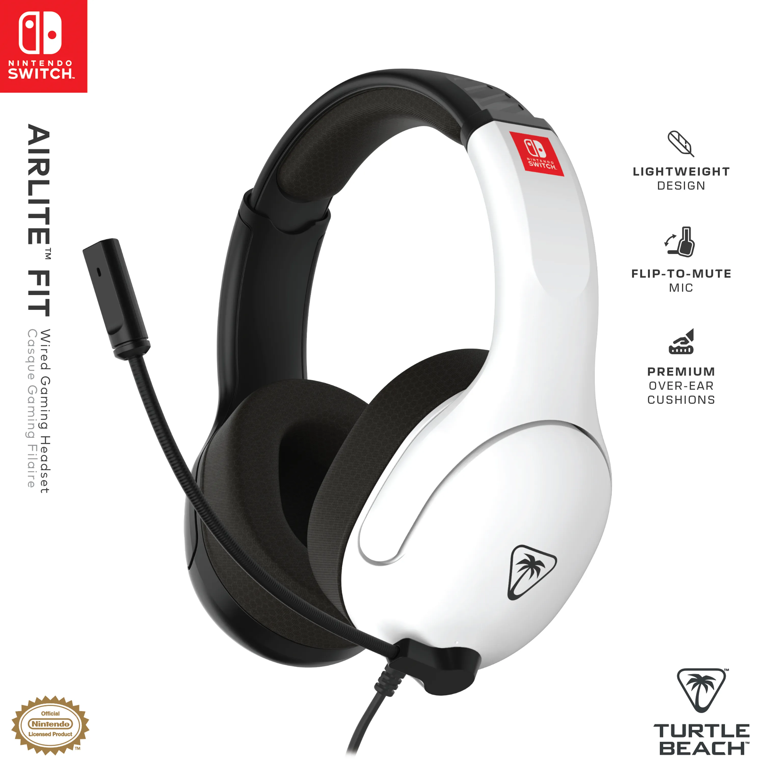 Turtle Beach Airlite Fit Gaming Headset, Black/White