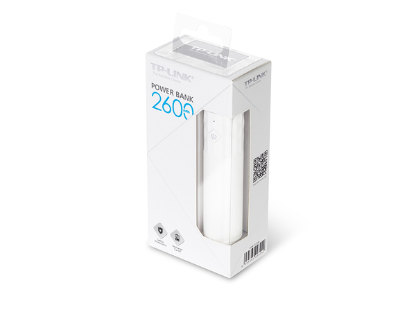 TP-Link TL-PB2600 - Power bank 2600 mAh - 2.4 A (USB (vain virta)) - johdossa: Micro-USB