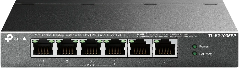 TP-Link TL-SG1006PP - Unmanaged Gigabit Switch, Grey