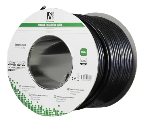 Deltaco Cat6 F/UTP - network installation cable, 100 m, Outdoor, Black