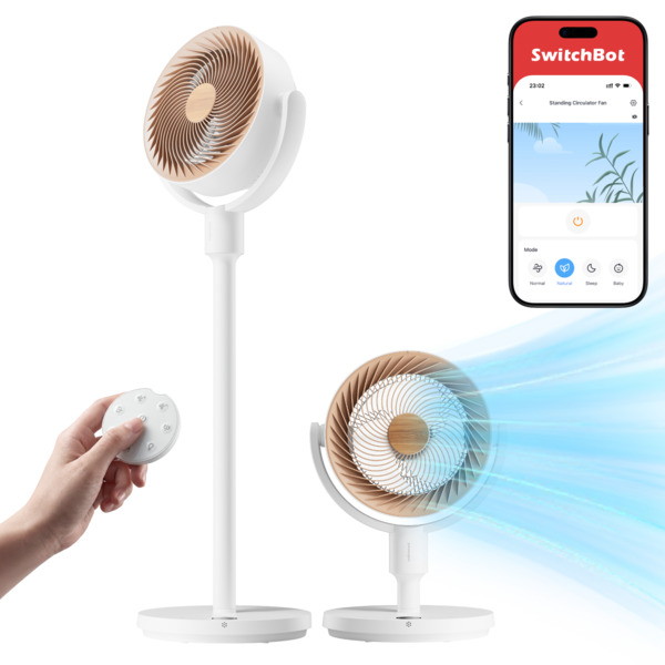 SwitchBot Wireless Rechargeable Floor Fan, White