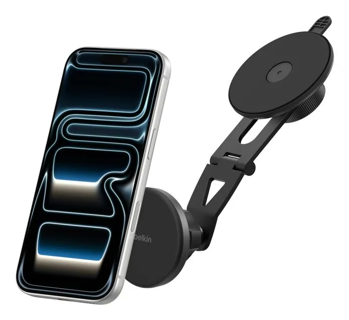 Belkin BoostCharge Qi2 Magnetic EV Screen Mount, 0 USB ports, 15 W, Qi2 - Car Charger, 1 m, Black