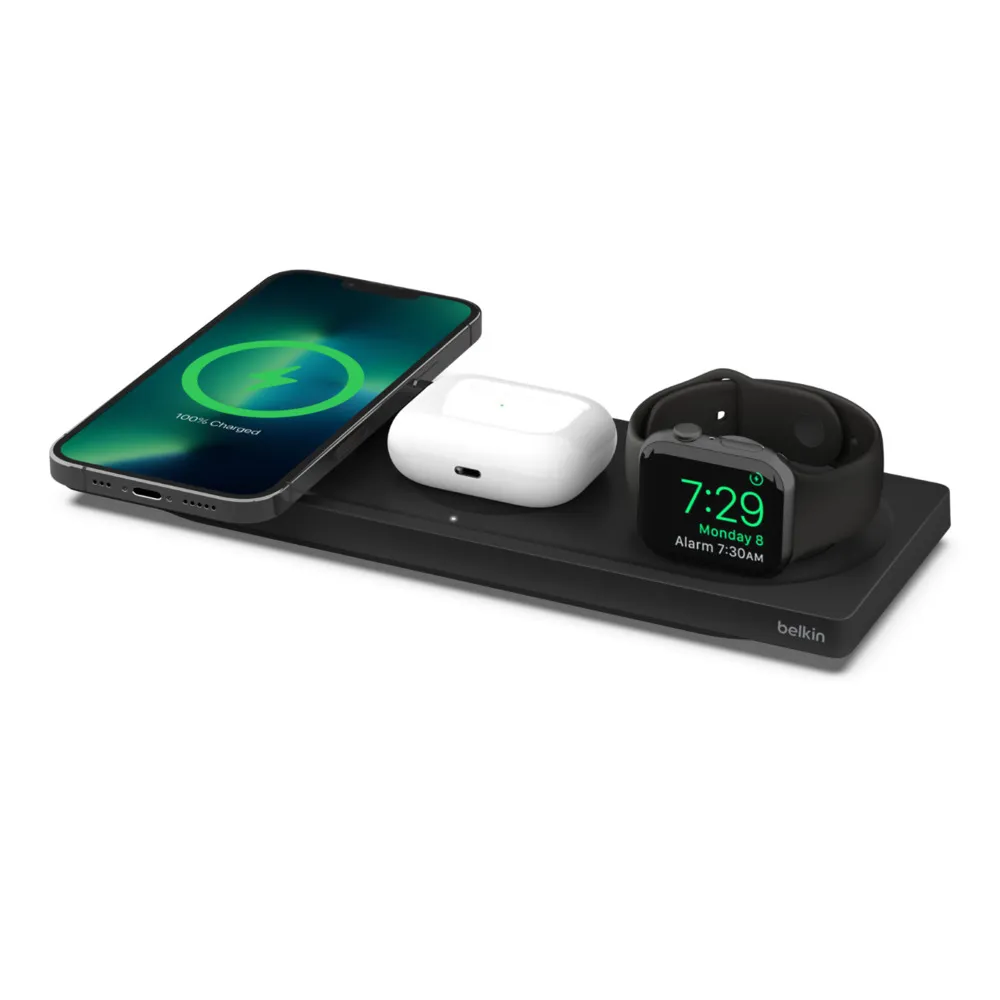 BoostCharge Pro 3in1 Wireless Charging Pad with MagSafe, Bla