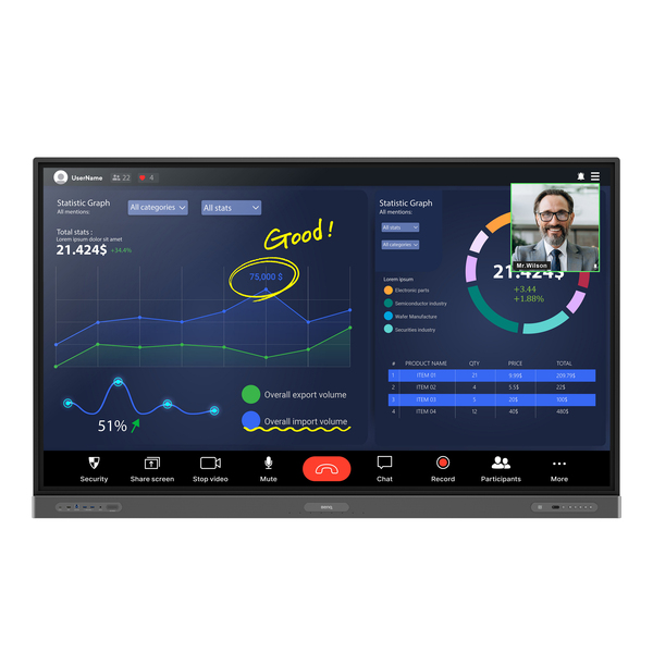 BENQ RP8603 86inch 4K UHD 3840x2160 350 nits IR Touch40 point 3 2mm Protection glass Android 11.0 3xHDMI DP 1x1.2a RS232 RJ45 wall m