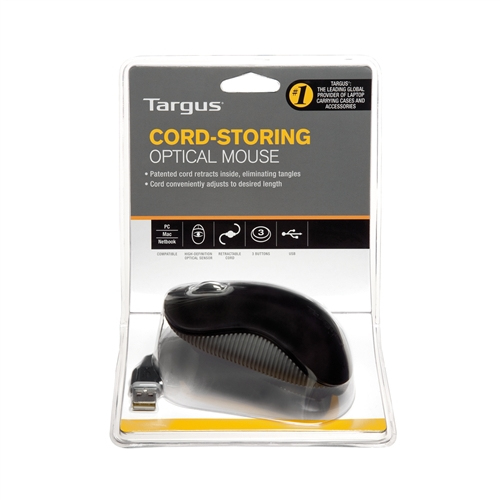 Targus Cord Storing -hiiri, Musta/Harmaa