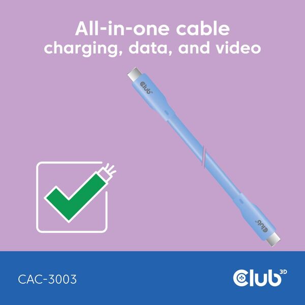 Club 3D USB-C - USB-C USB4 4K60Hz 240W - cable, Blue, 2m