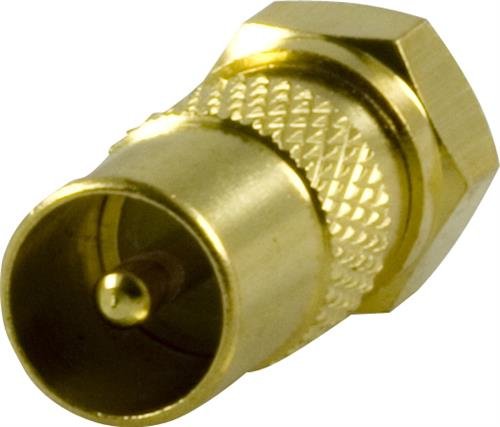 DELTACO adapter, F-kontakt ha till 9,5mm ha, guldpl. kont.