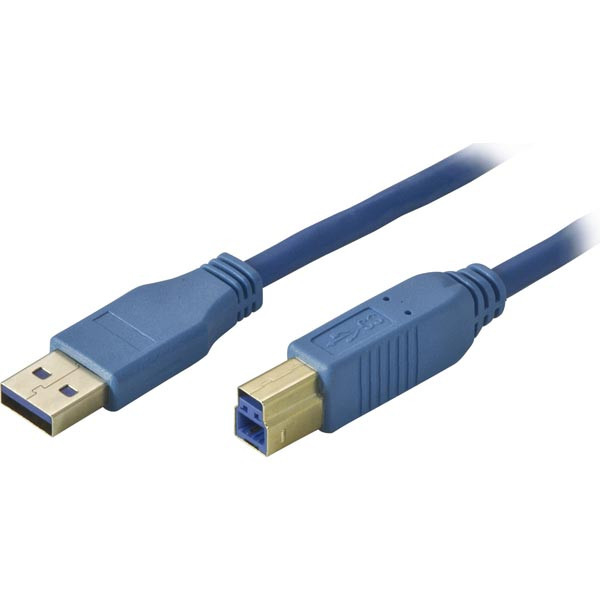 DELTACO USB 3.0 kabel, Typ A hane - Typ B hane, 0,5m, bl&aring;