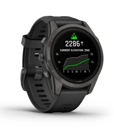 Garmin Epix Pro Gen 2 Sapphire Edition 42mm AMOLED träningsklocka, Carbon Grey/svart