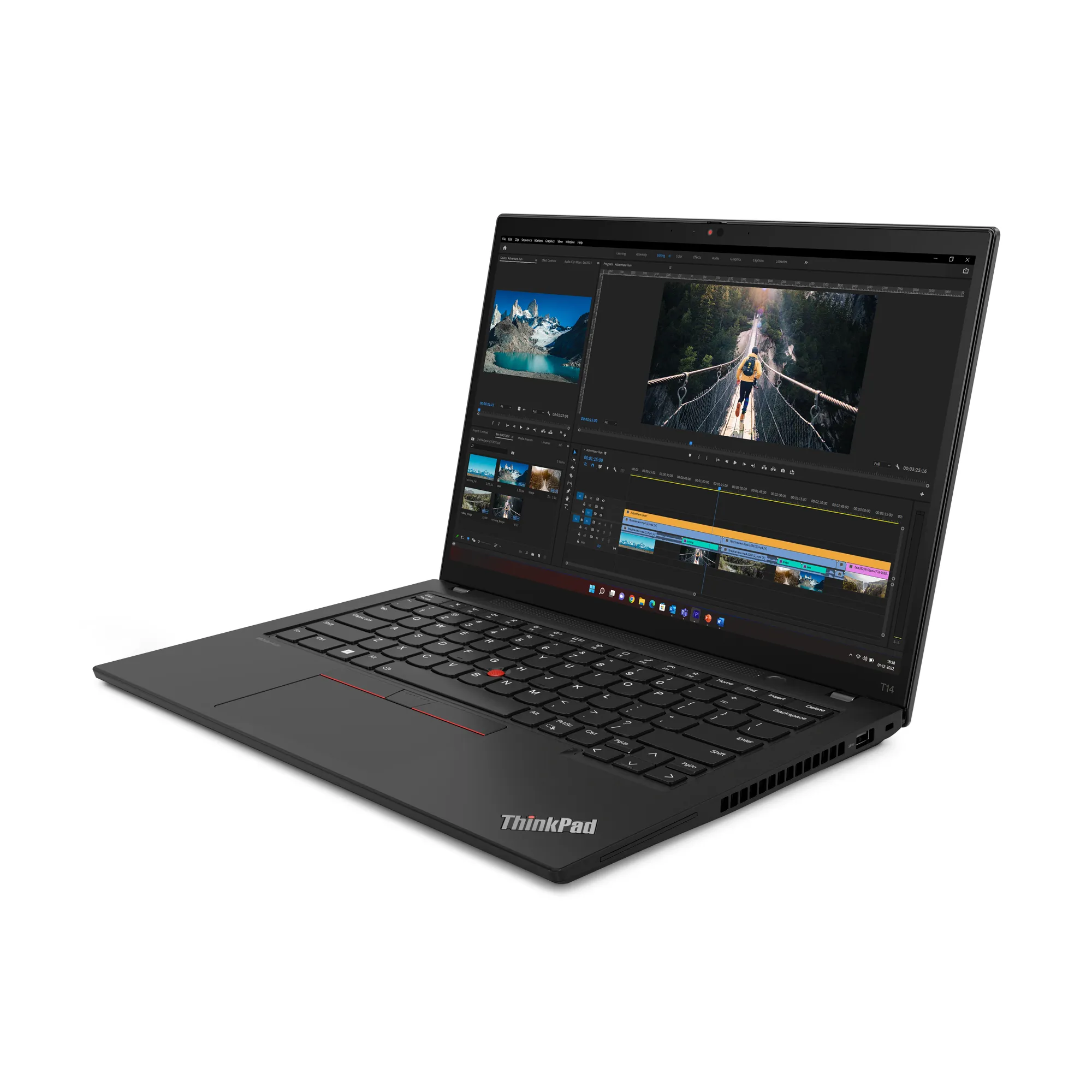 Lenovo ThinkPad T14 14" i5-1335U, 16 Gt, 256 Gt SSD, Win 11 Pro -kannettava, Musta