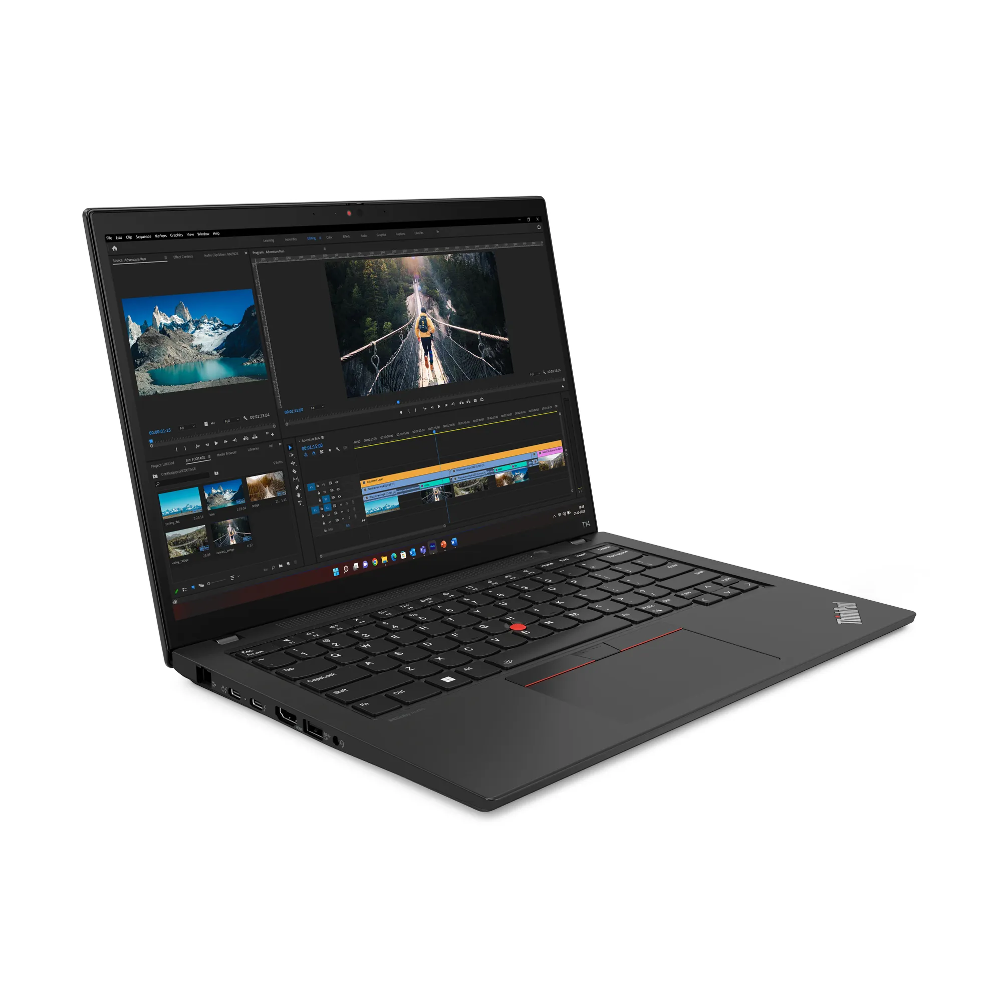 Lenovo ThinkPad T14 14" i5-1335U, 16 Gt, 256 Gt SSD, Win 11 Pro -kannettava, Musta