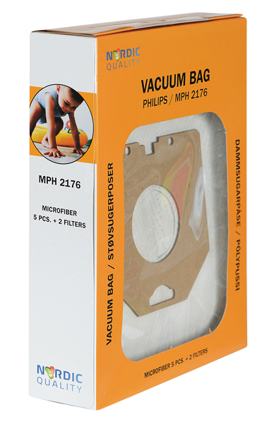 MPH 2176 P&ouml;lynimuripussit, 5 kpl. + 2 suodatin