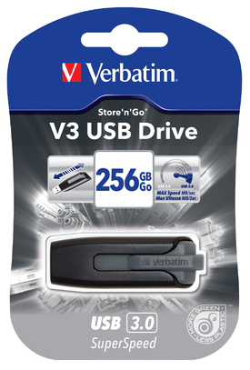 Verbatim Store &rsquo;n&rsquo; Go V3 USB 3.2 Gen 1 256GB memory stick, Black