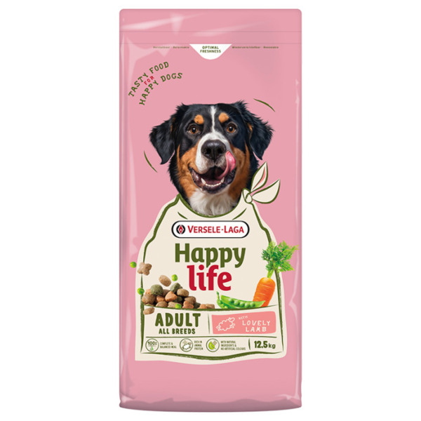 VERSELE-LAGA Happy Life Lamb, Torrfoder f&ouml;r hund, Adult, matsm&auml;ltningsv&aring;rd, 12,5 kg