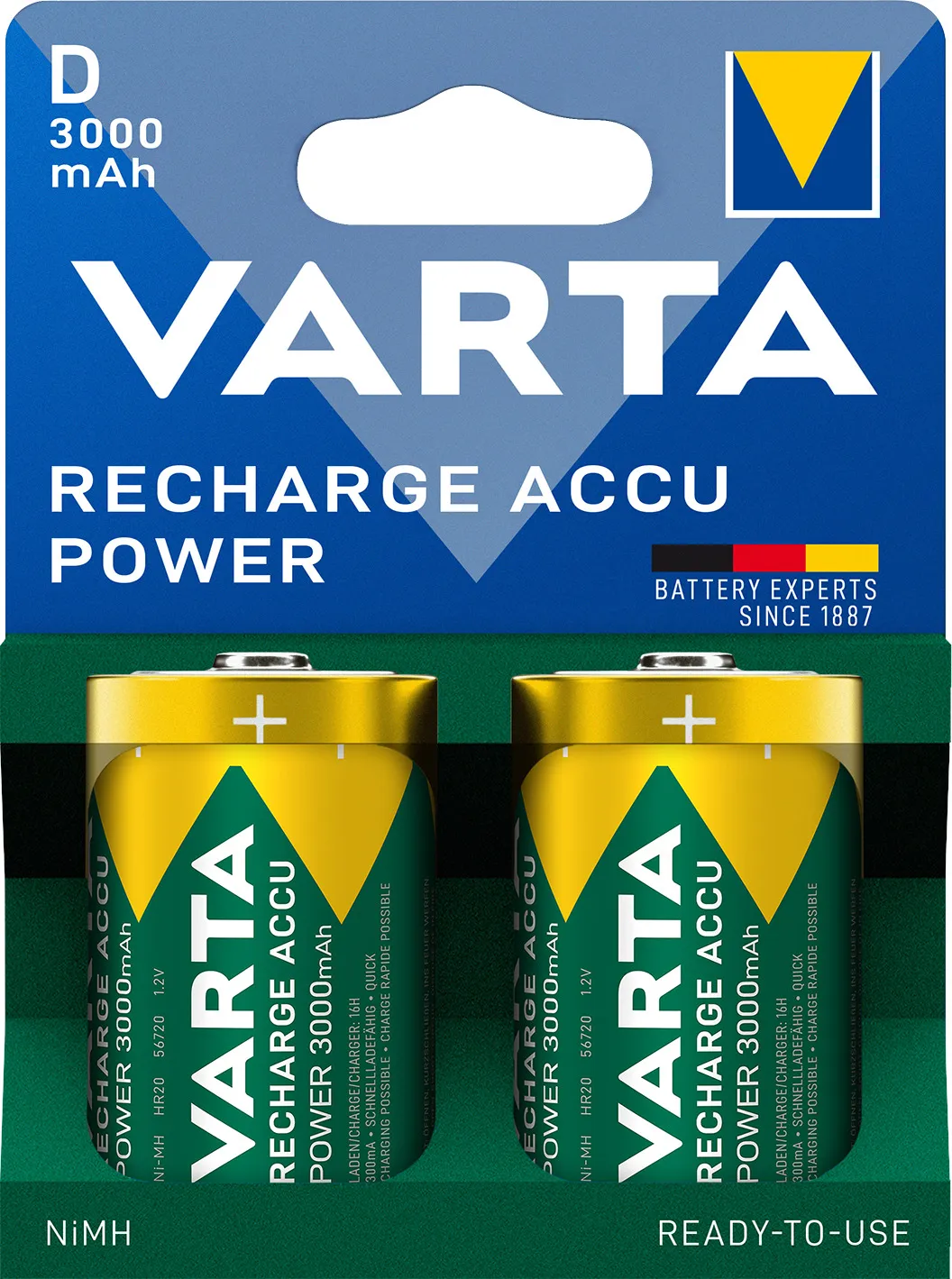 VARTA Rechargeable Accu Power D (HR20/LR20) 3000 mAh 2-pack - rechargeable battery