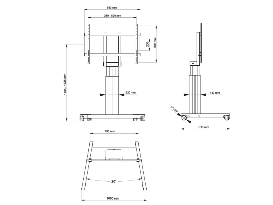 M Motorized Public Floorstand 160kg Blac
