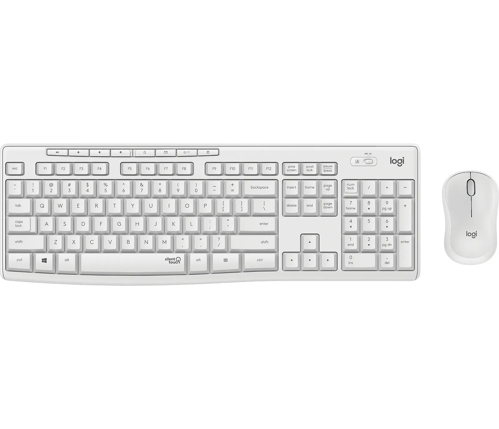 Logitech MK295 -langaton näppäimistö ja hiiri, valkoinen