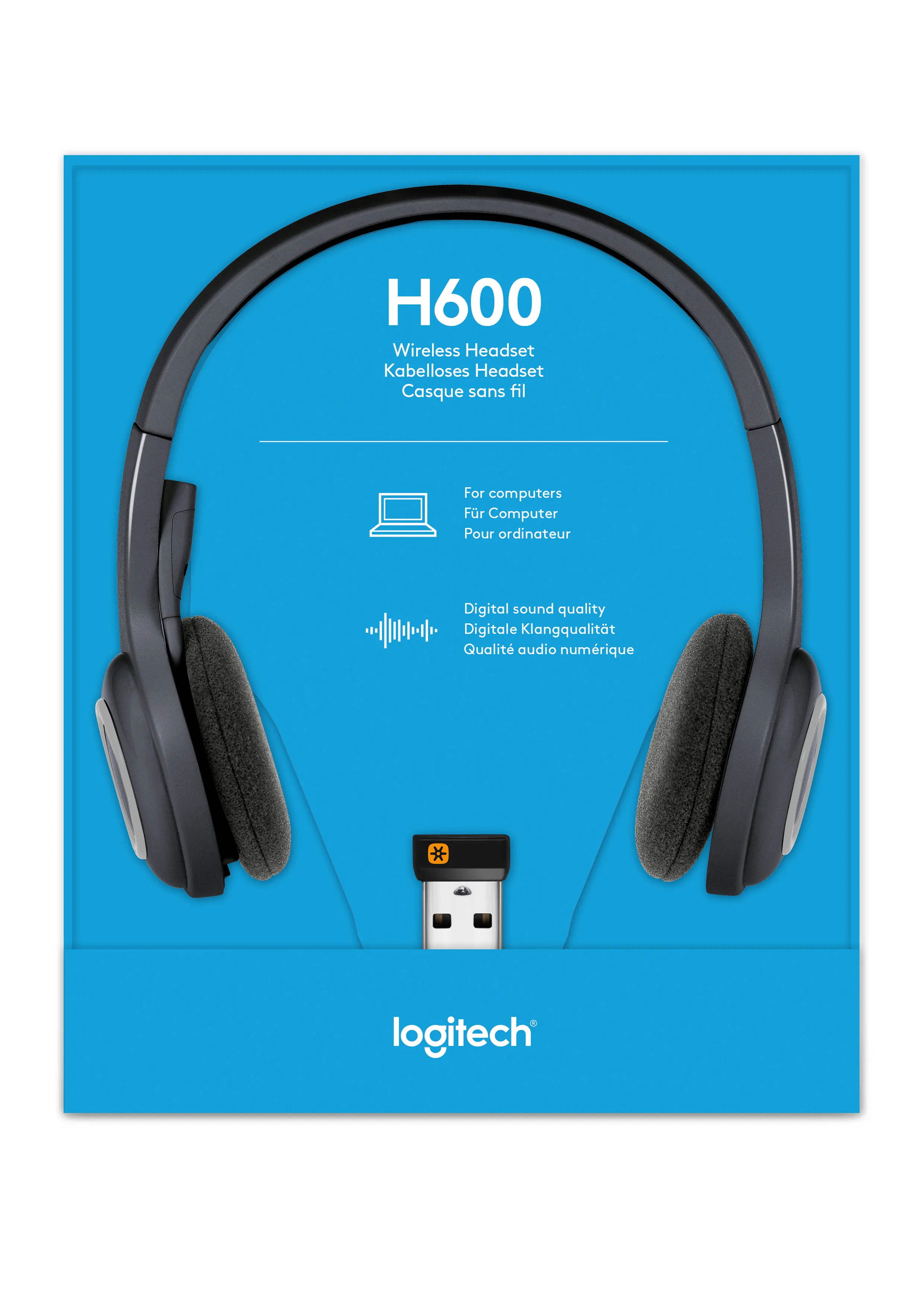 Logitech Wireless Headset H600 - Kuuloke + mikrofoni - korvien p&auml;&auml;ll&auml; - langaton - 2,4 GHz