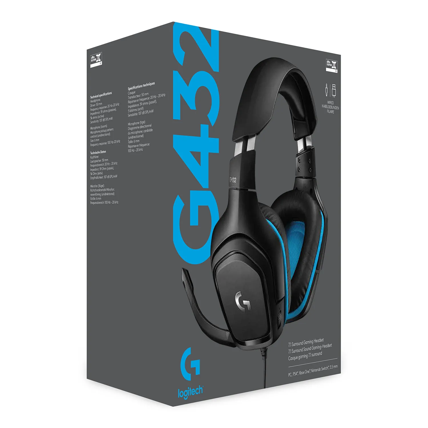 Logitech G432 7.1 Surround Sound Wired - gaming headset