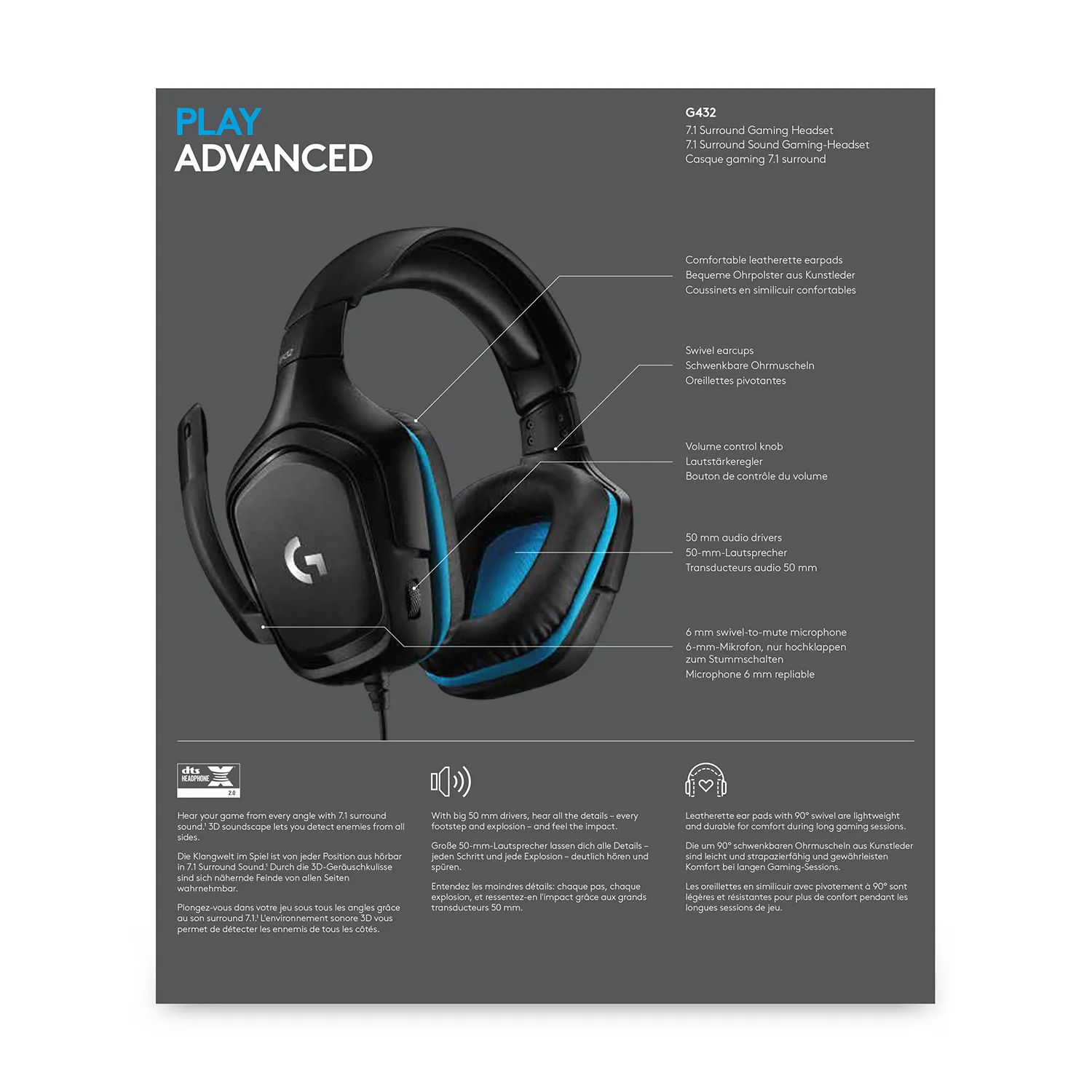 Logitech G432 7.1 Surround Sound Wired - spelh&ouml;rlurar