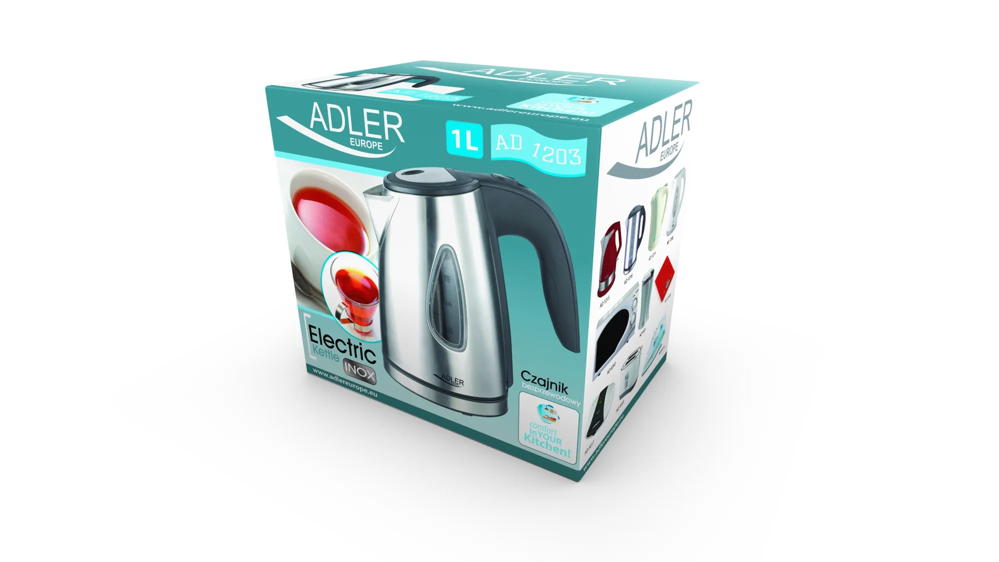 ADLER AD 1203 kettle, 1.0L, 1630W, Silver