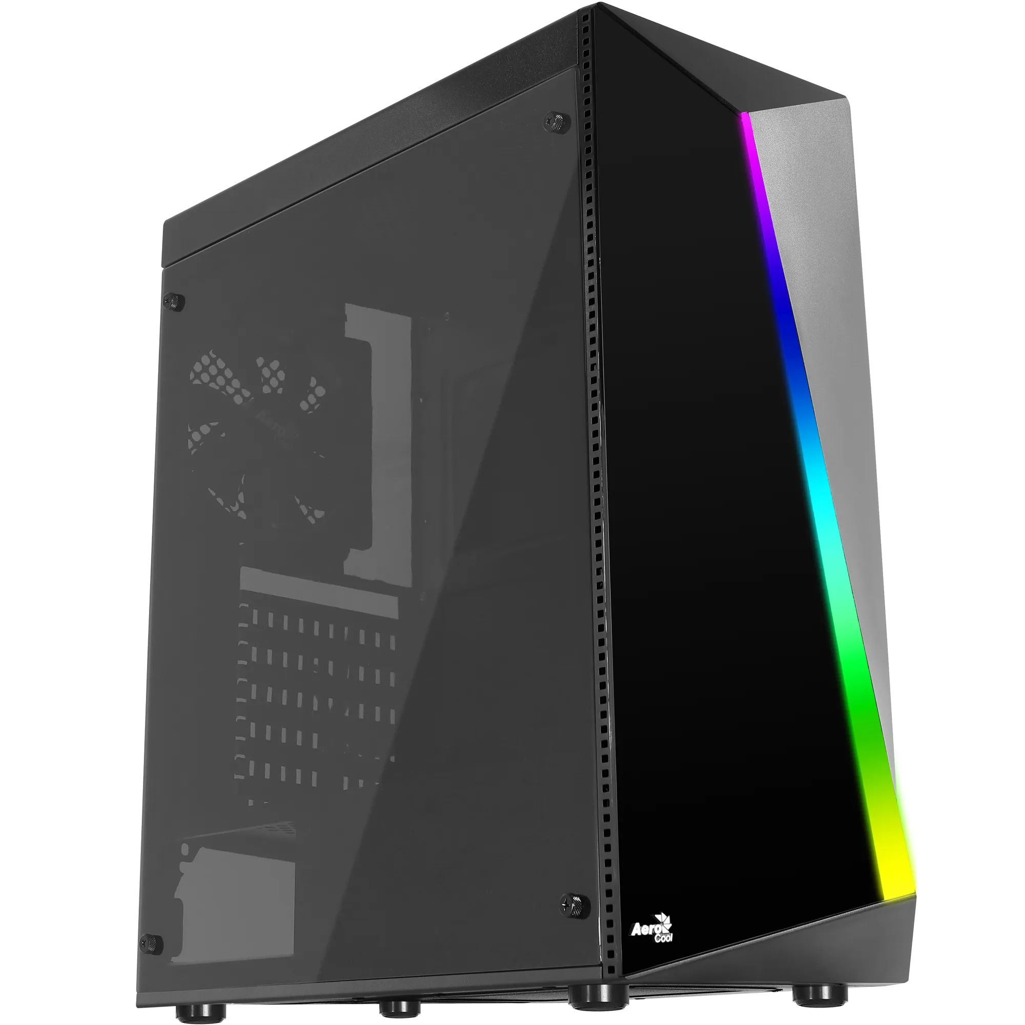 AEROCOOL Shard RGB midi-tower chassi med f&ouml;nster, svart