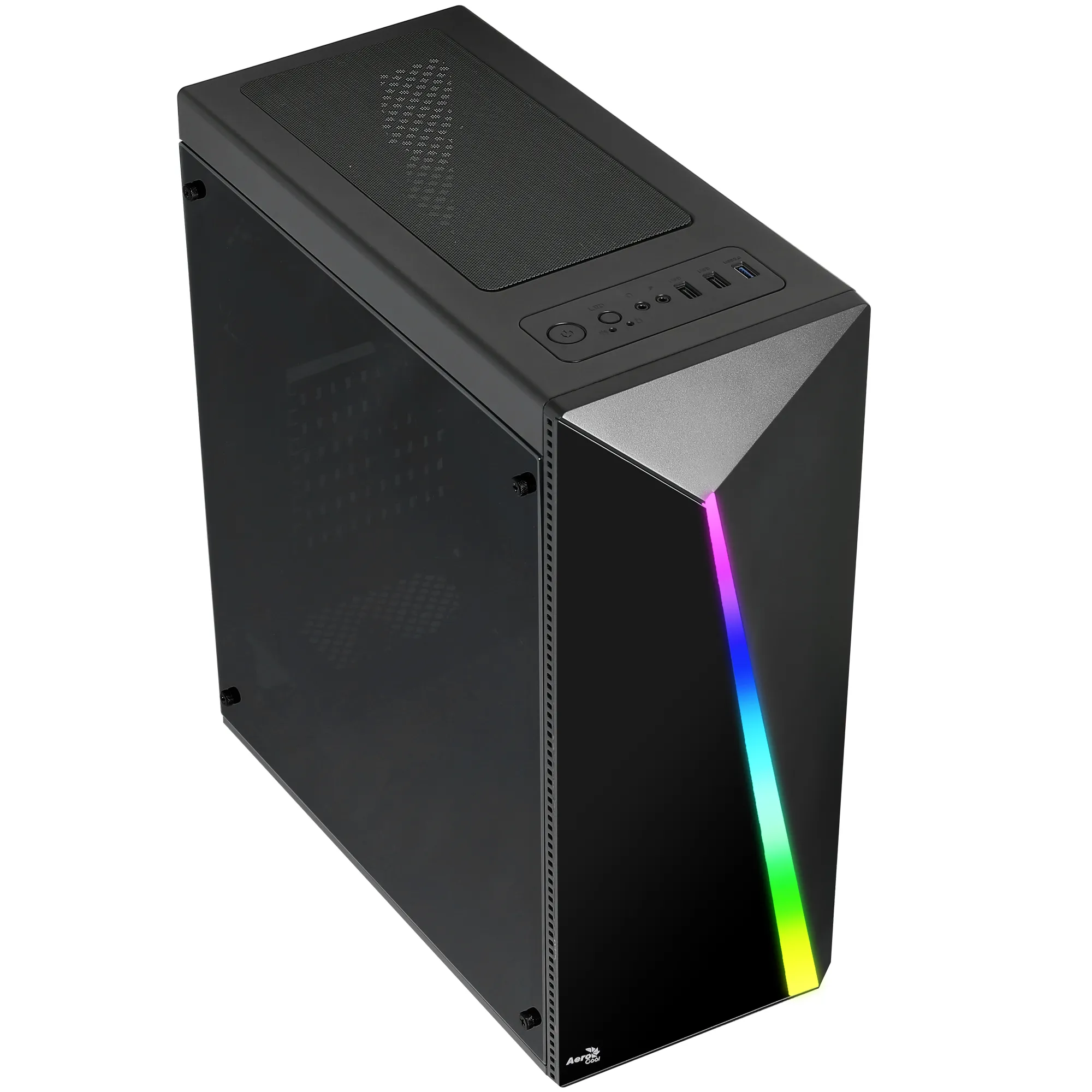 AEROCOOL Shard RGB midi-tower chassi med f&ouml;nster, svart