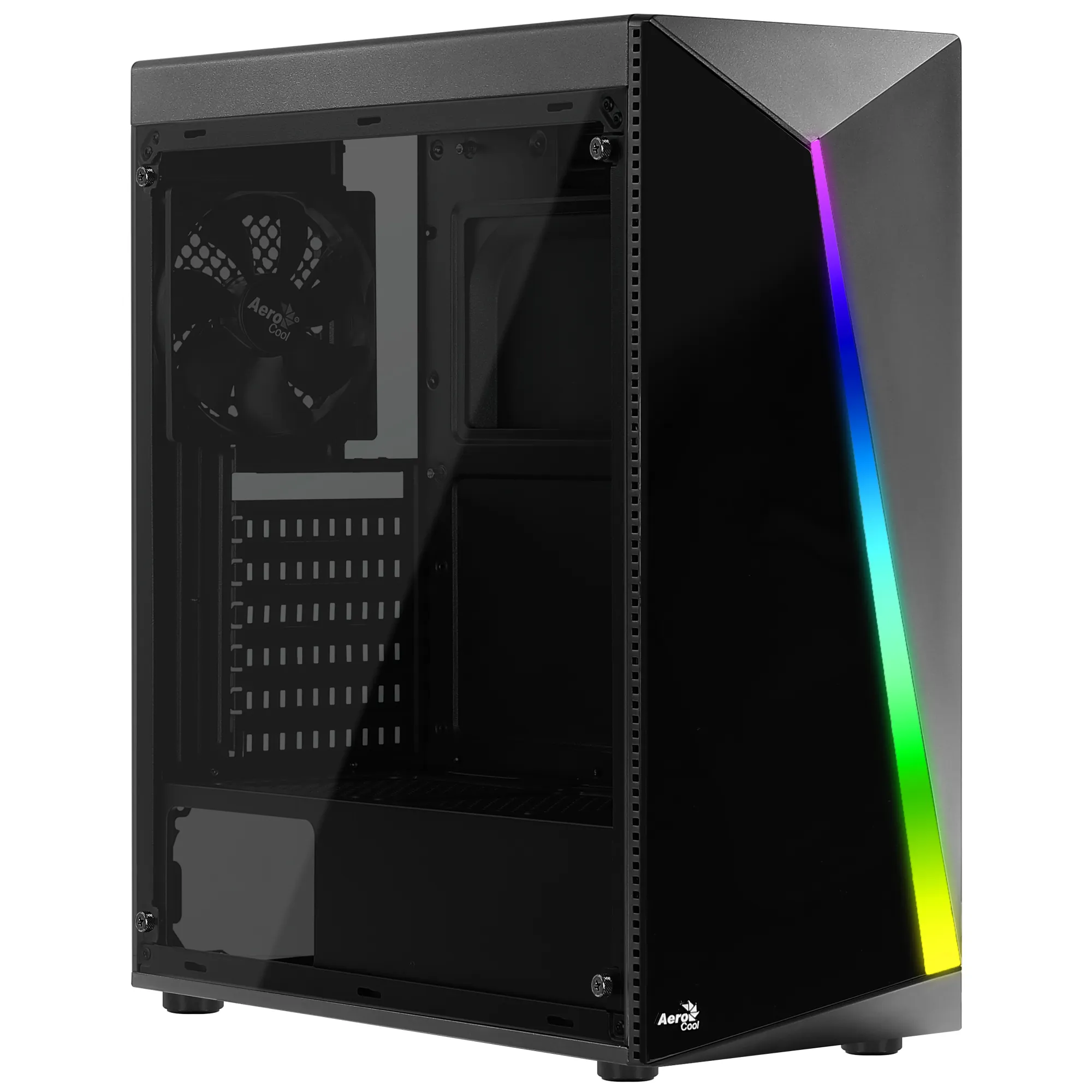 AEROCOOL Shard RGB midi-tower chassi med f&ouml;nster, svart