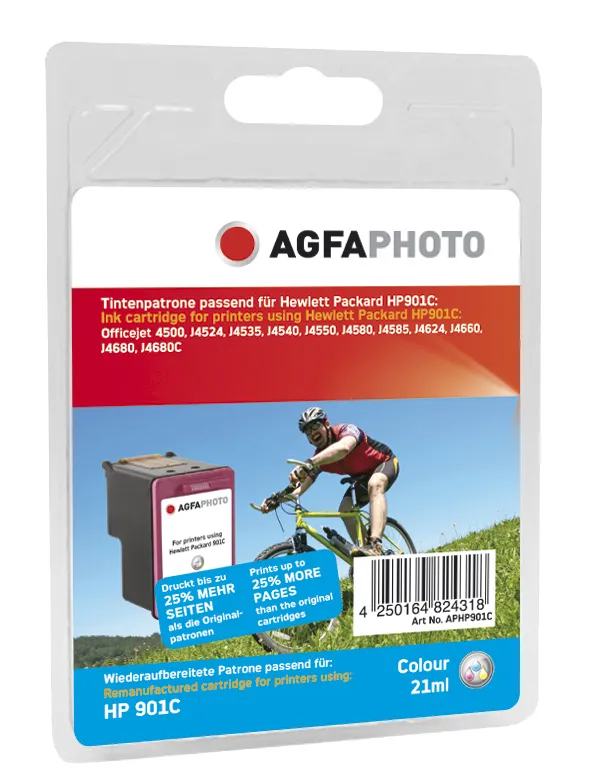 AGFAPHOTO APHP901C bl&auml;ckpatron, 21 ml, cyan/magenta/gul