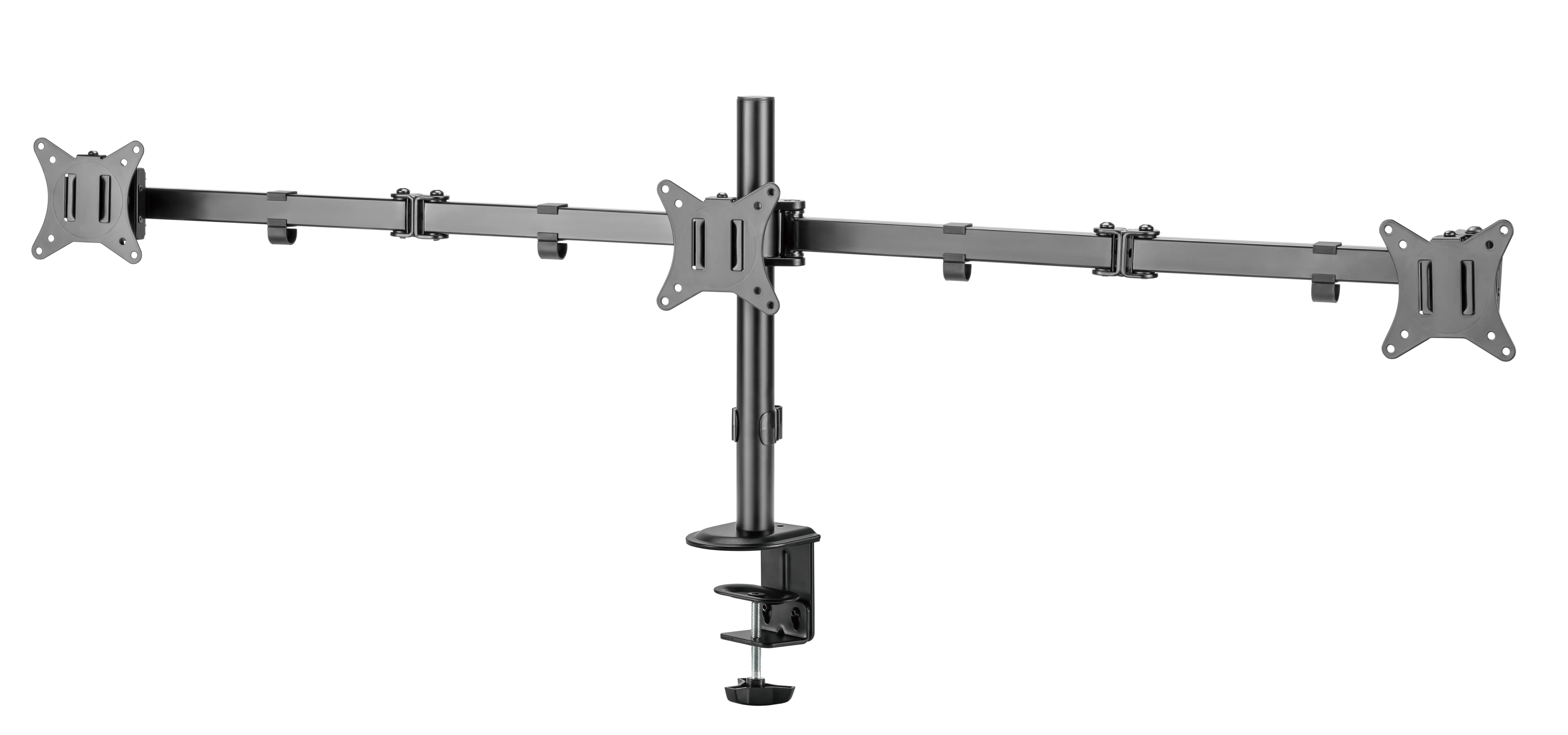 DELTACO ARM-0301-B -p&ouml;yt&auml;teline kahdelle n&auml;yt&ouml;lle 13-27", t&auml;ysin liikuteltava, 7 kg, musta
